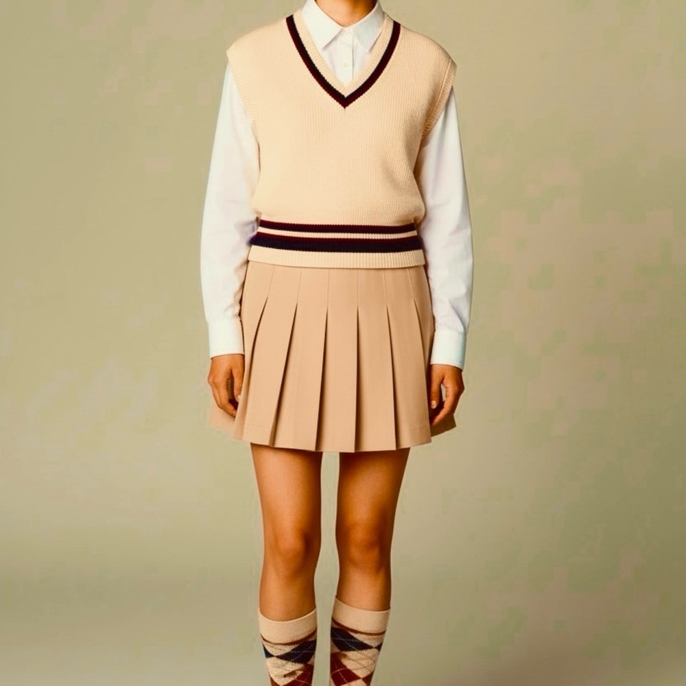 Miss Patina Women’s Tan Pleated Mini Skort. Size S